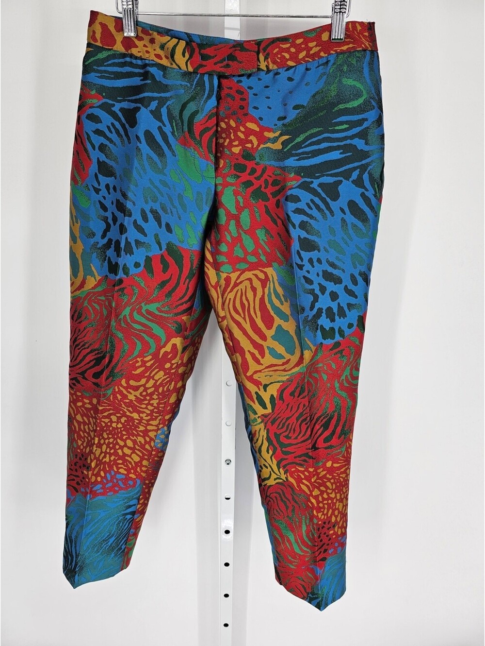 Anne Klein Jacquard Print Slim Leg Dress Pants Size 10 Colorful Animal Print